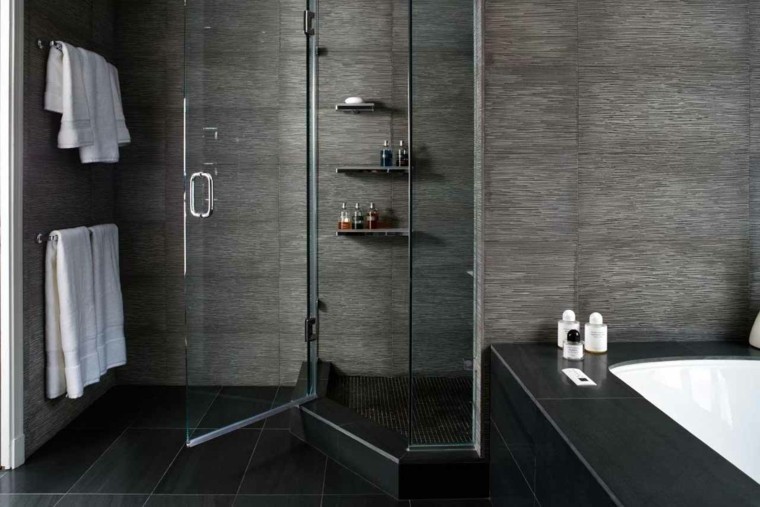 black and white decoration bathrooms natural stone