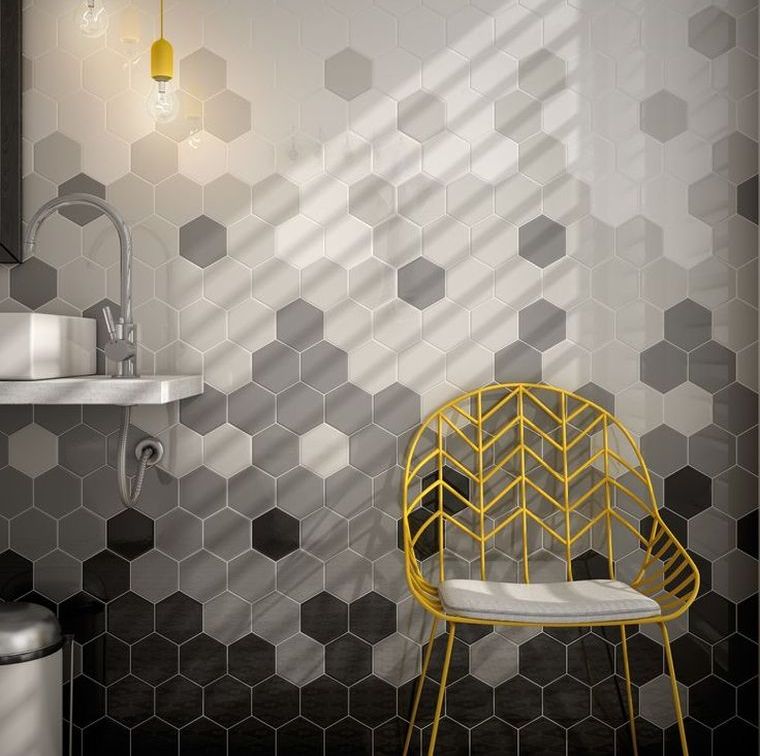 kakel mosaik deco vägg badrum inredning