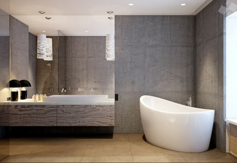 bathroom wall concrete waxed idea bathtub design sink