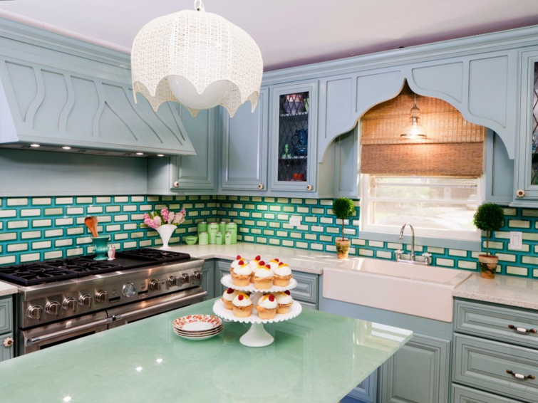 blue tile deco elegant kitchen