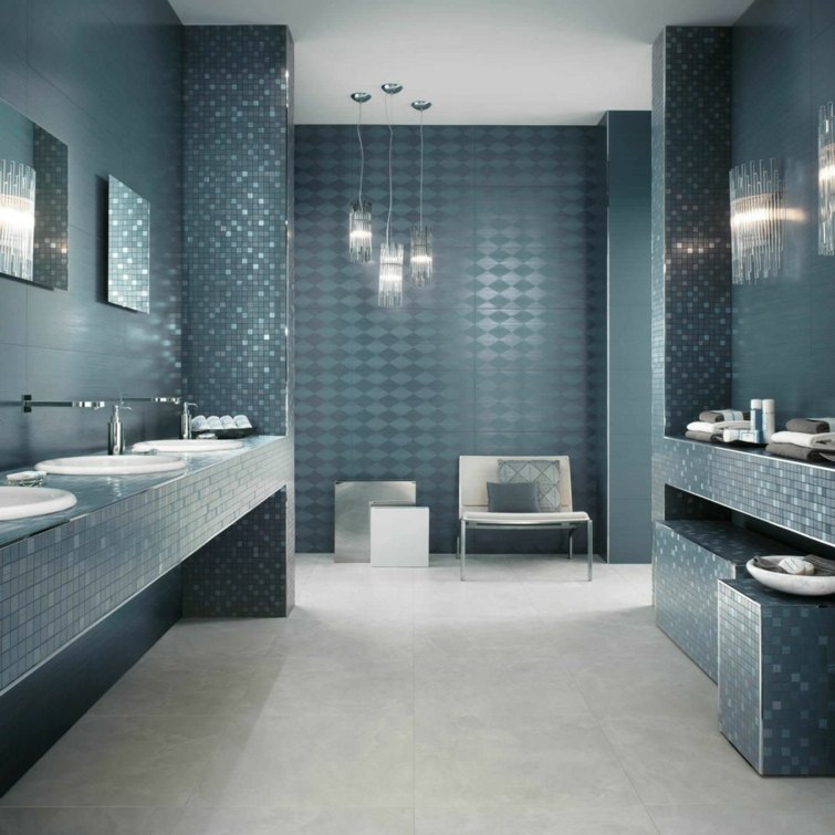 blue tile bathroom deco