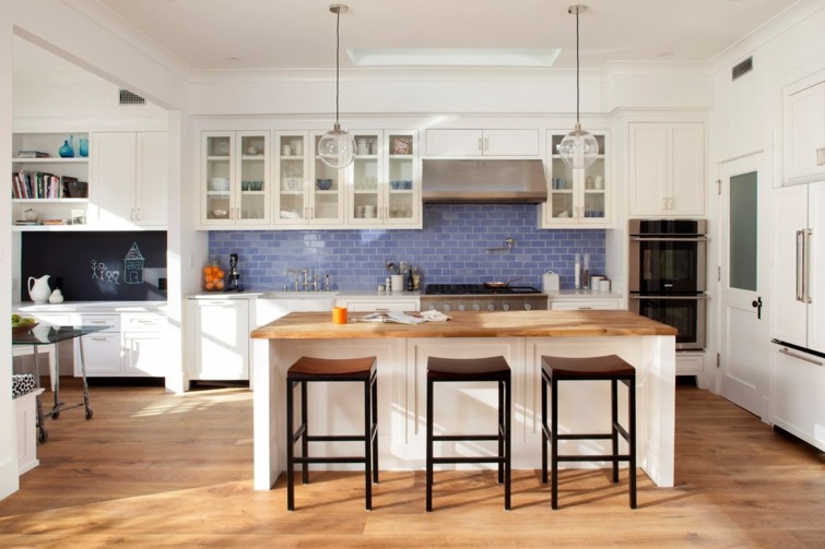 blue tile design elegant kitchen