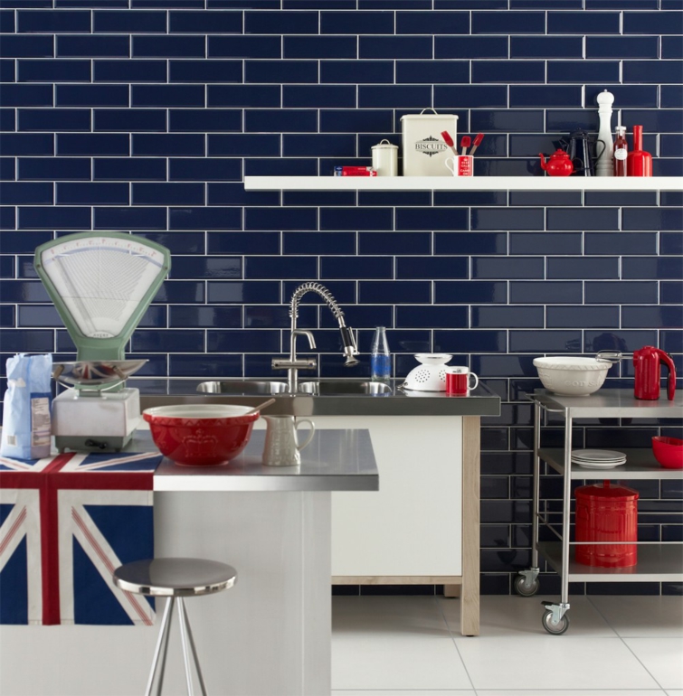 blue tile design kitchen idea