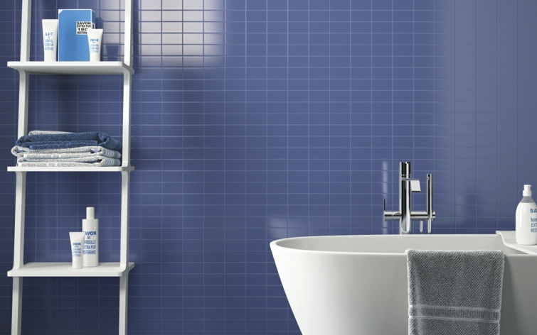 blue tile bathroom minimalist design