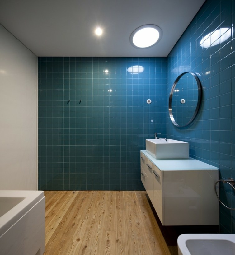 blue tile modern bathroom