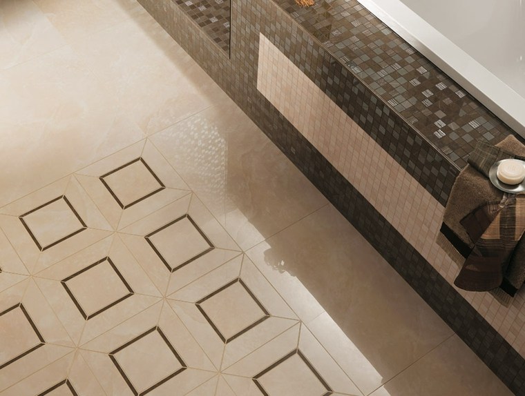 Carrelaga bathroom tiles shiny brown bathtub