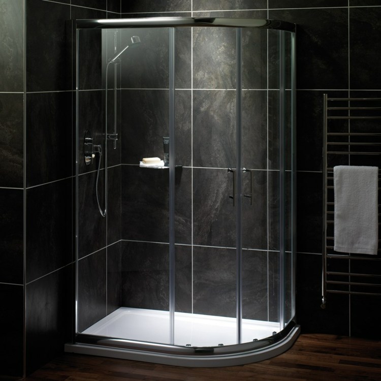 elegant black shower tile