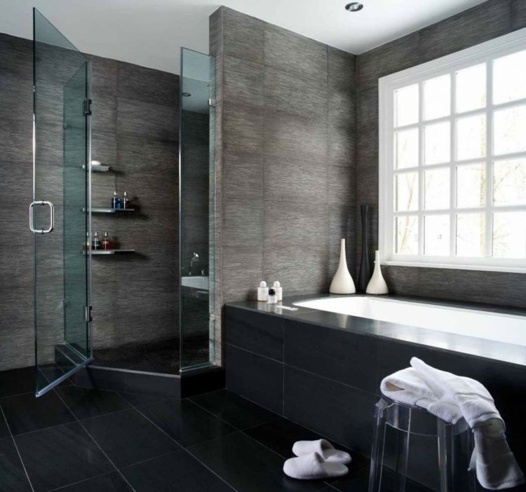 gray modern shower tile