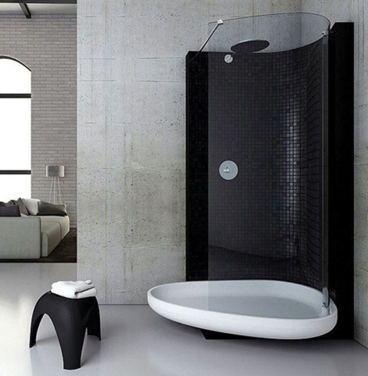 black modern shower tile