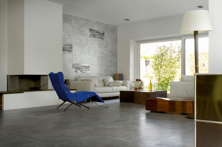 Tile living room idea imitation concrete chaise longue