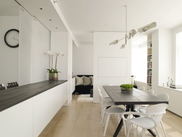 imitation tile-flooring-beige-dining-room-table-wood-chairs-white-dark