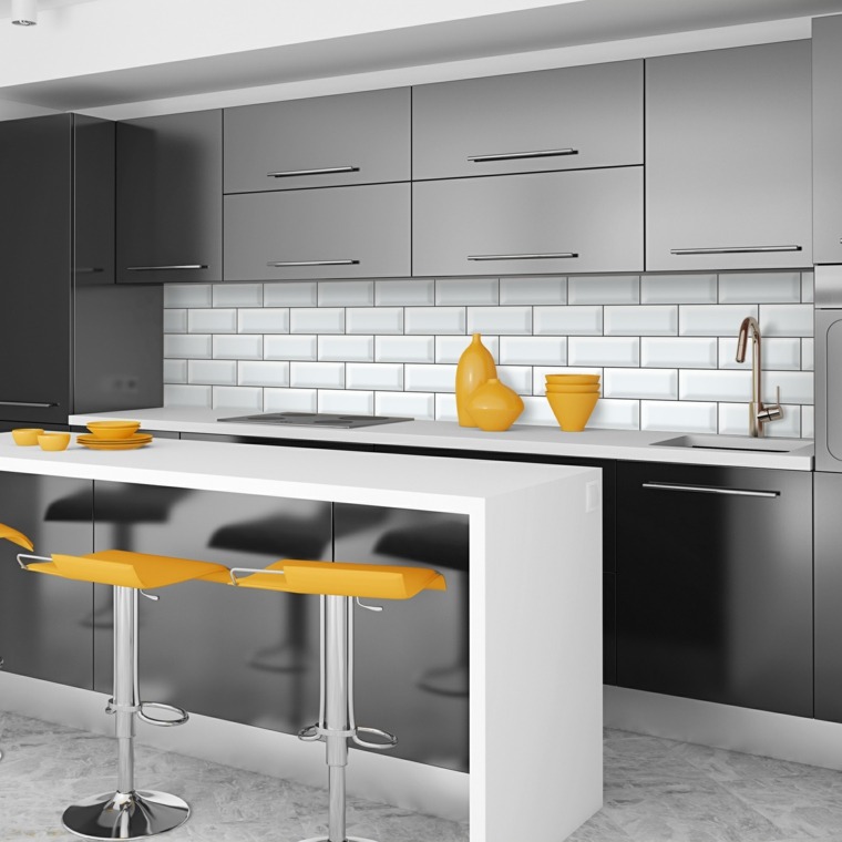 tile white metro kitchen metal objects yellow