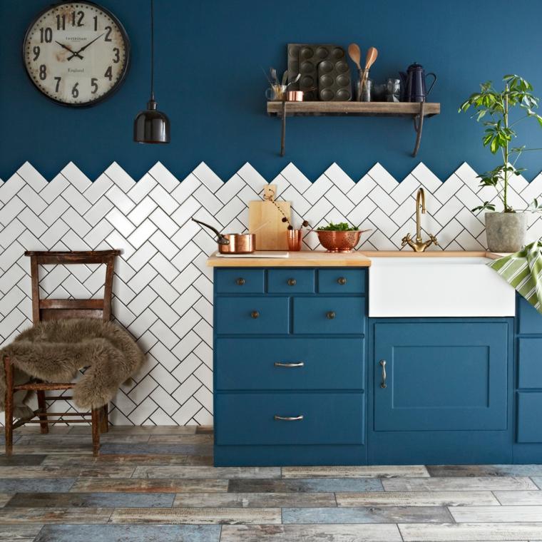 white metro tile retro kitchen Mediterranean type