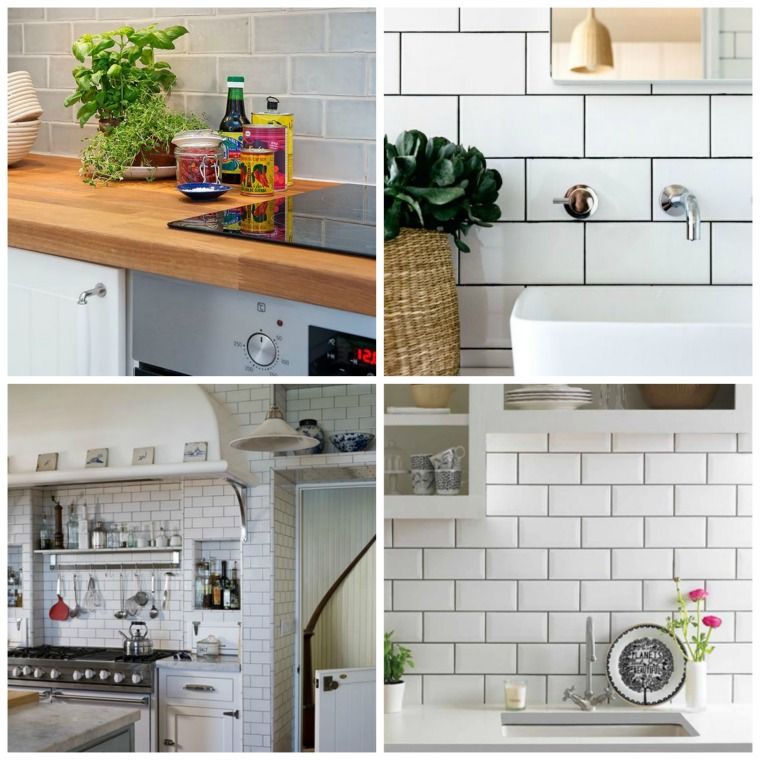 white subway wall tile kitchens