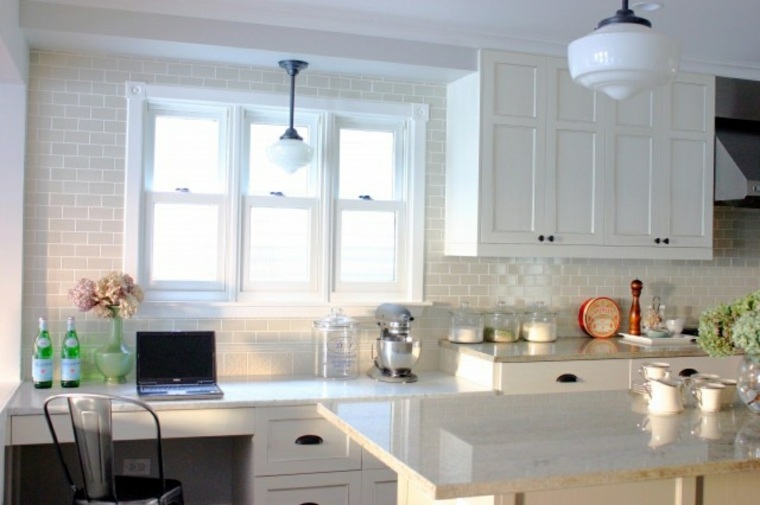 light beige kitchen subway tile