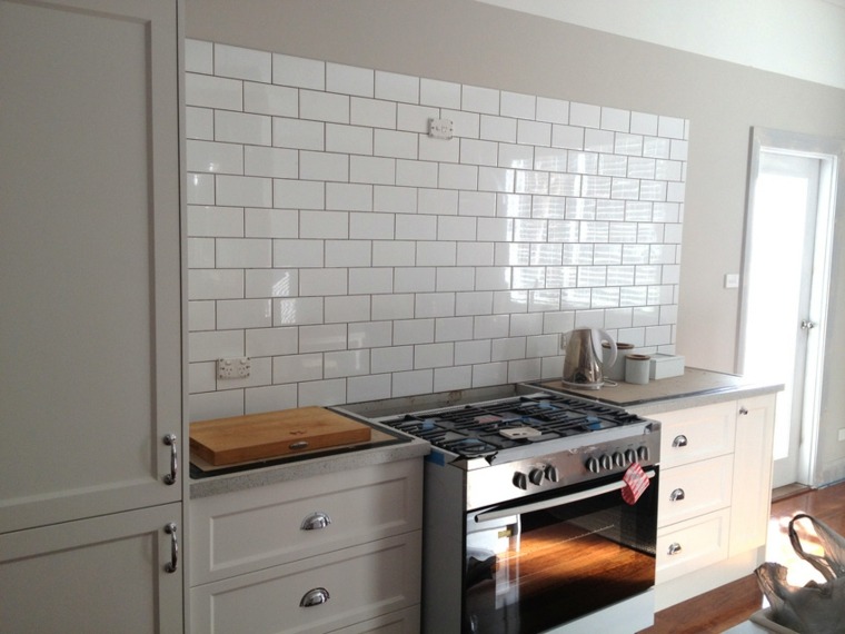 subway wall tile partial kitchen design