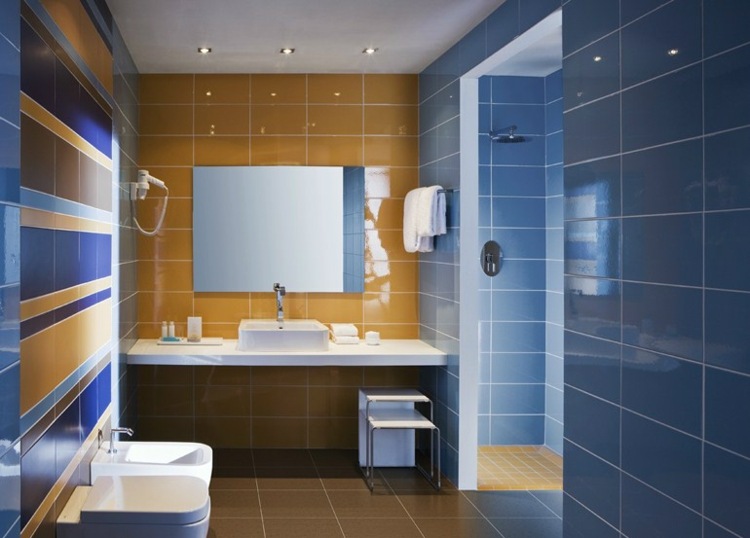 bathroom wall tile blue orange CERAMICA VOGUE