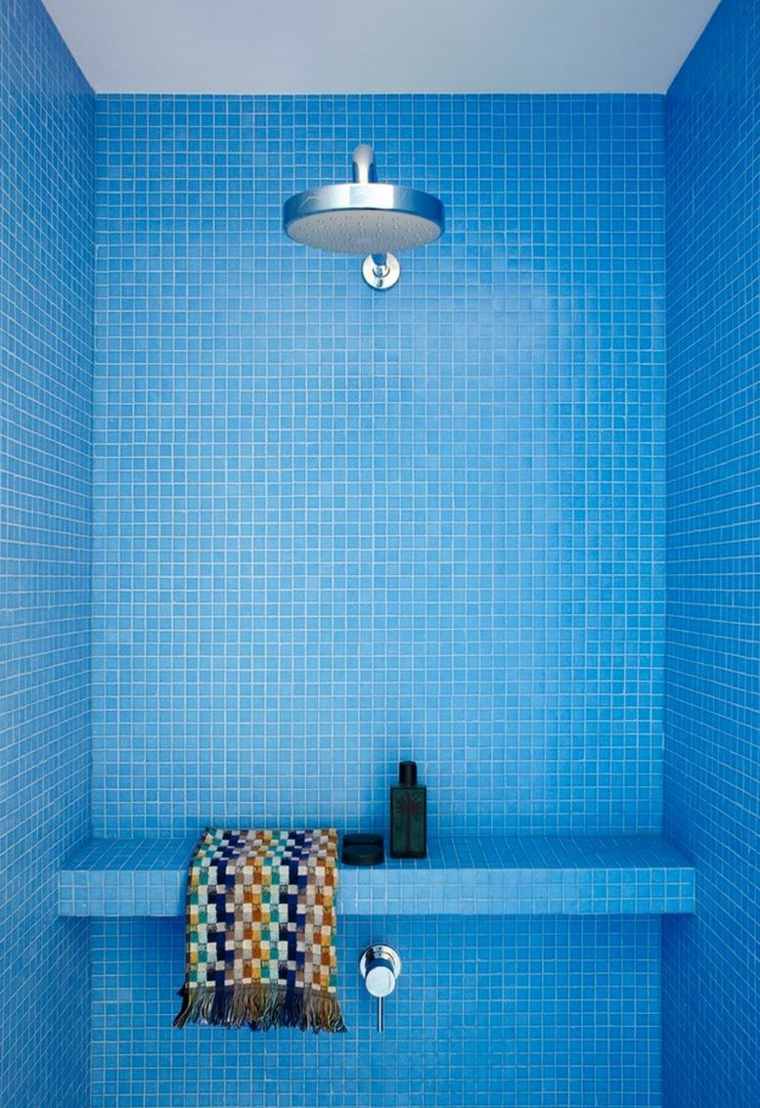 blue modern design shower tile