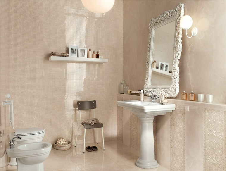 idea tile bathroom luxurious modern mirror washbasin design toilet shelves