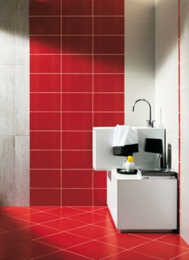 red tile bathroom design