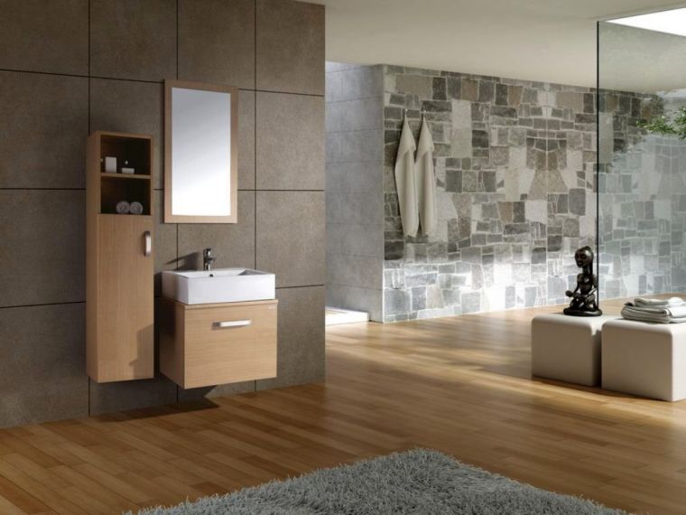 model bathroom wood coating wall stone