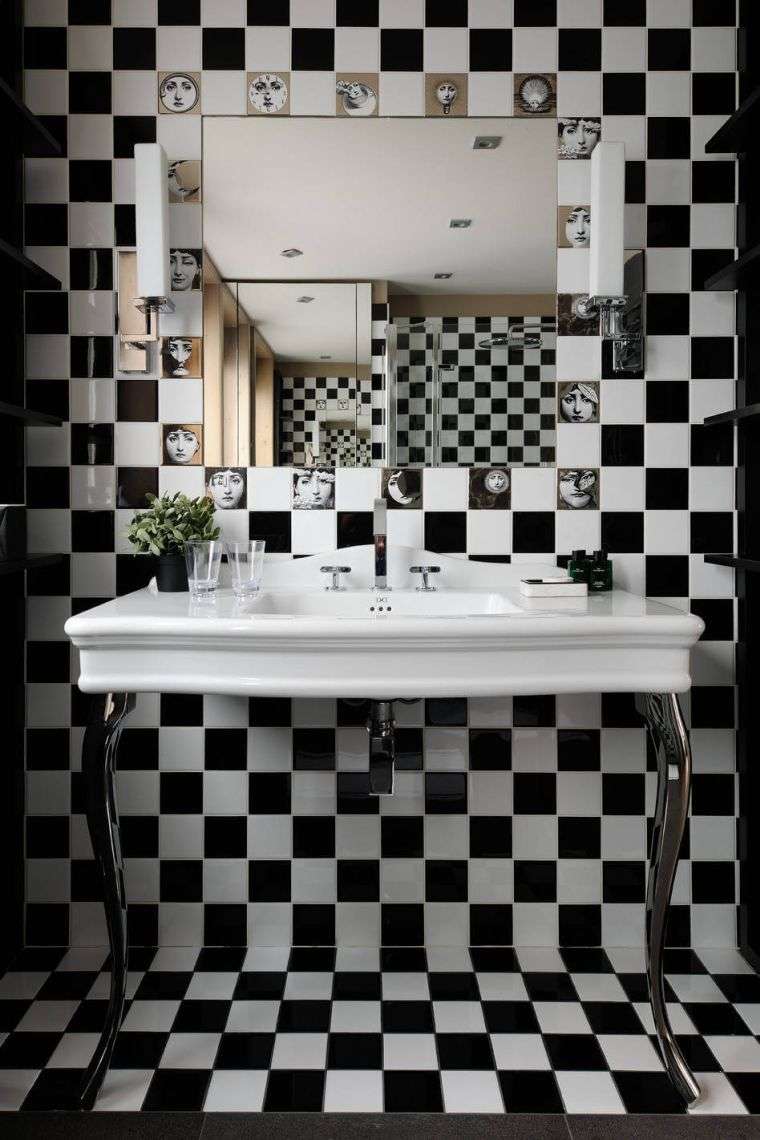 tile checkerboard bathroom style cottage mountain