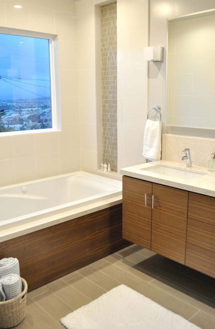 bathroom tile imitation wood design