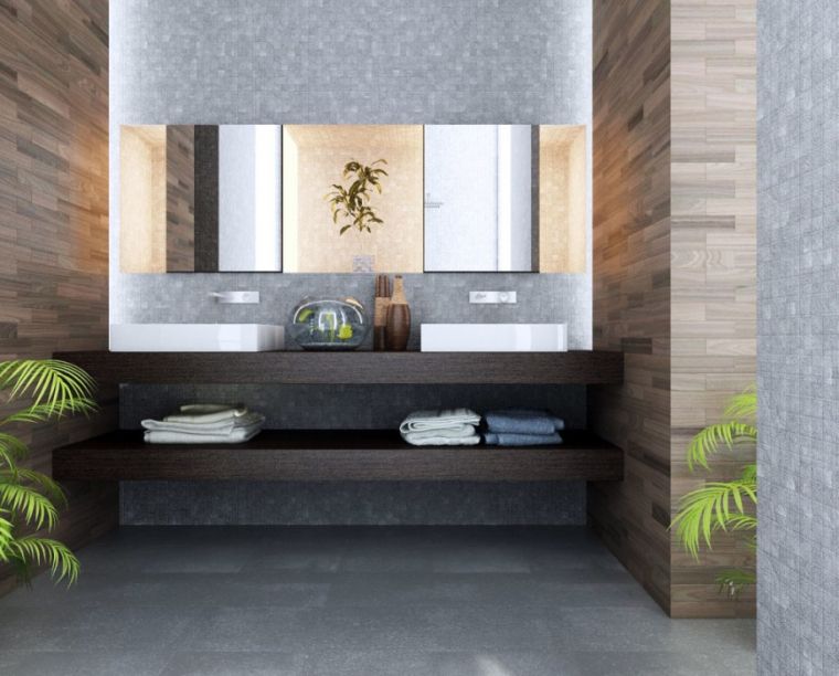 interior tile bathroom gray imitation wood