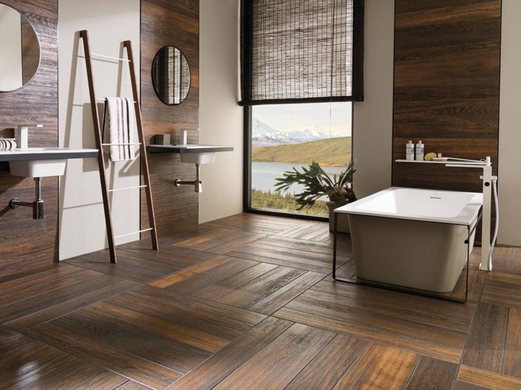 bathroom tile imitation wood original design