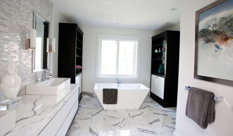 white tile bathroom-marble furniture