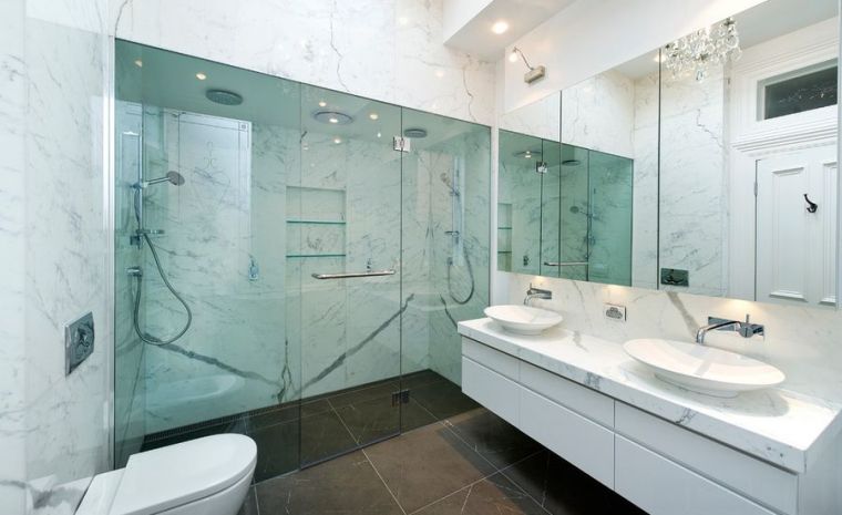 tiling-bathroom-marble-white wall decoration