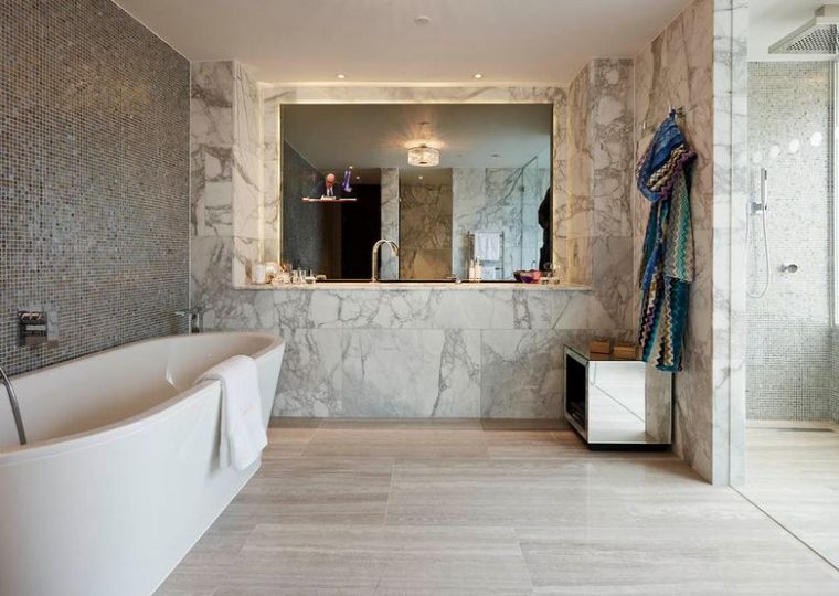 white marble bathroom tile contemporary design