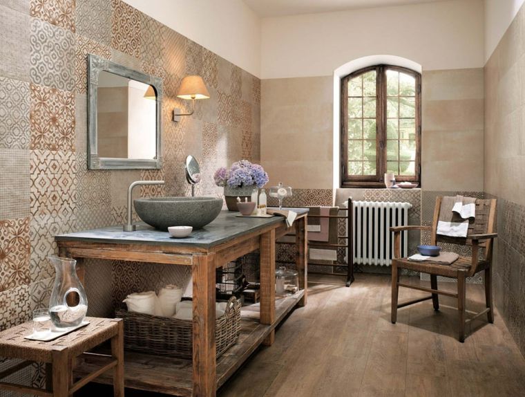 idea tile bathroom cabinet wood stone design mirror bathroom chair