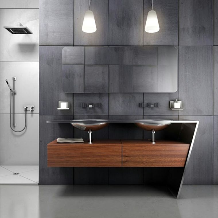 photo bathroom furniture wood wall covering wall tiles gray
