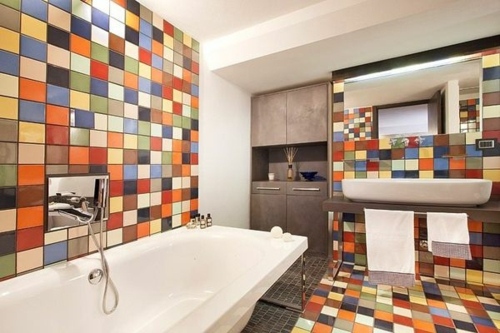 bathroom tile multicolored