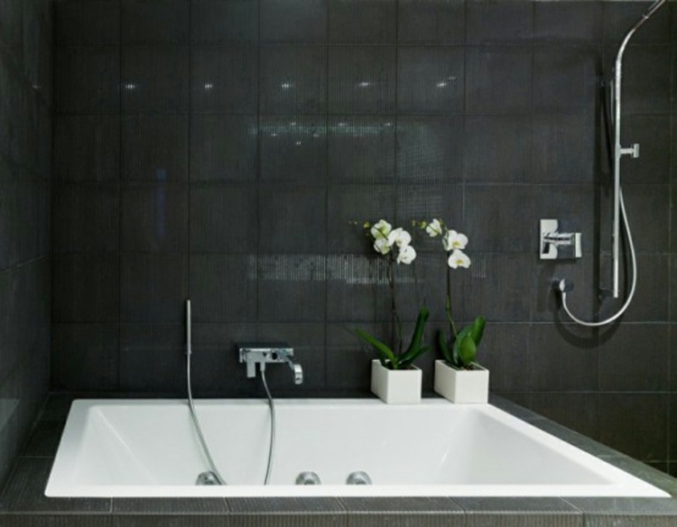 black bathroom tile