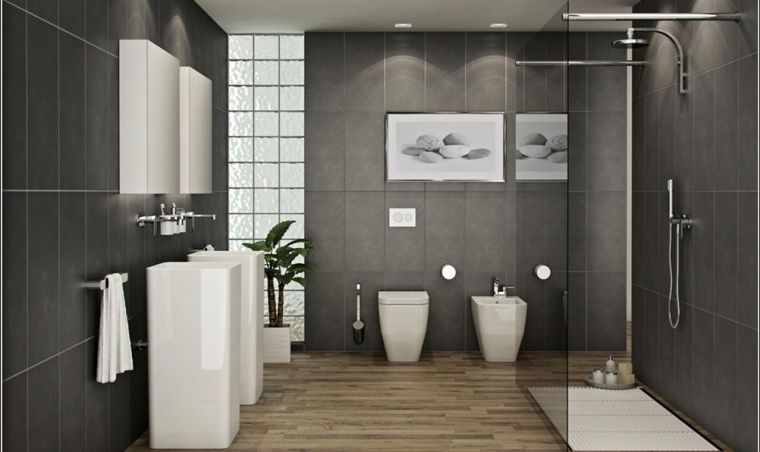 tiles bathroom floor wood coating gray