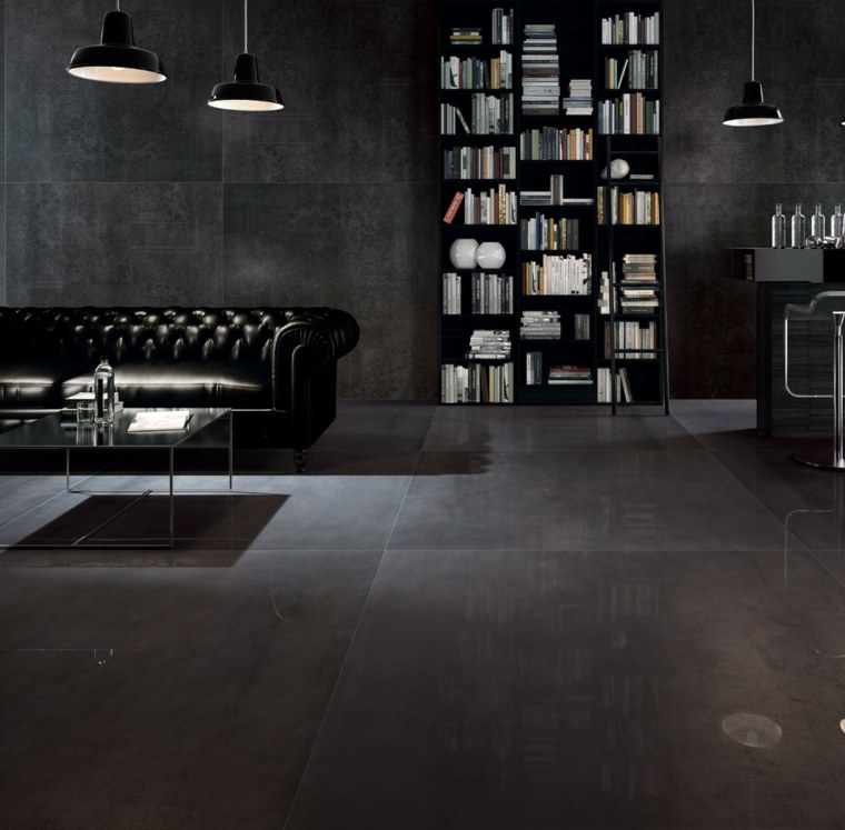 dark gray living room tile