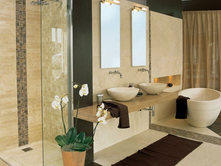 travertine tile bathroom design elegant