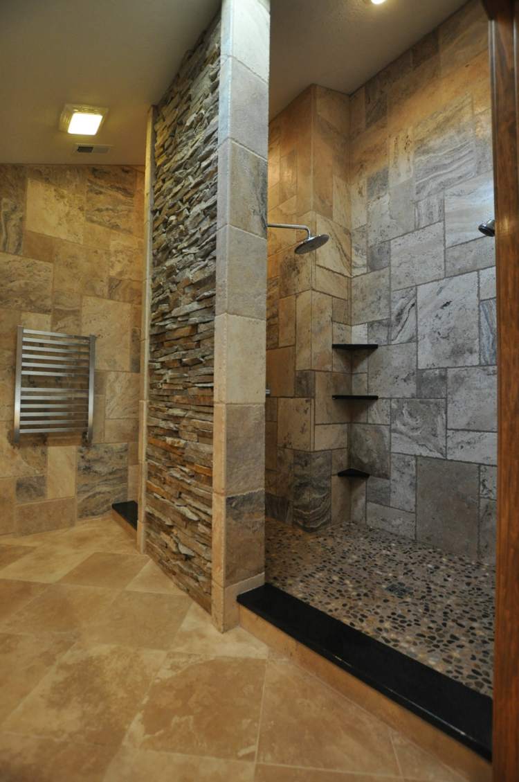travertine tile bathroom shower