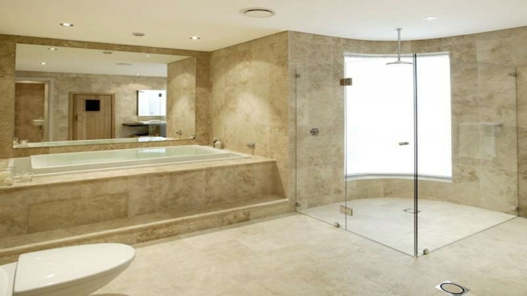 travertine tile bathroom elegante