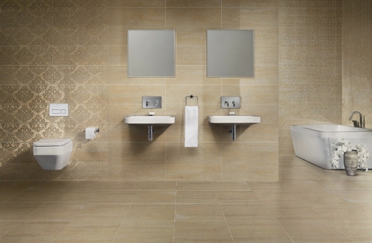 travertine tile modern bathroom