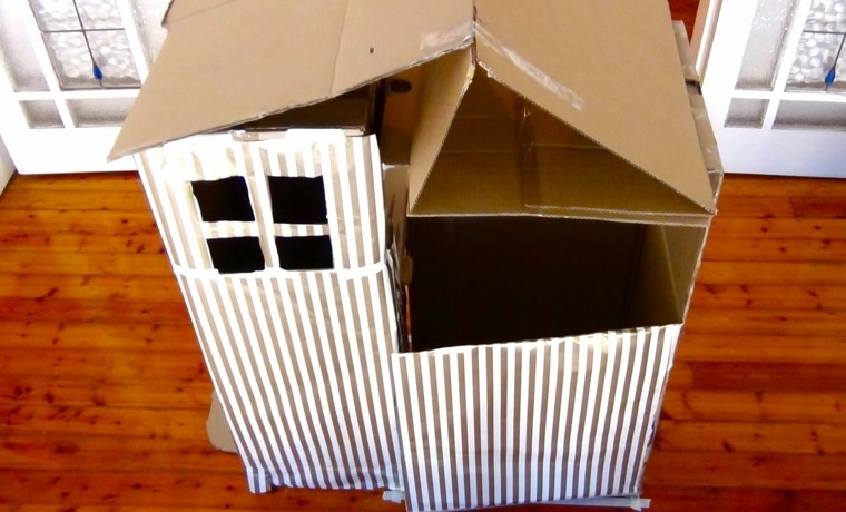 cardboard hut child diy idea activity DIY