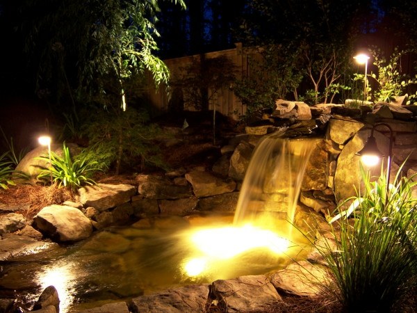 waterfall deco lighting outside