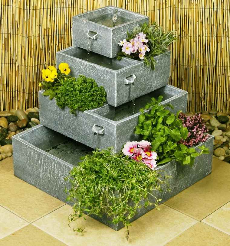 solar garden fountain stone deco floor original exterior waterfall