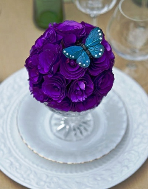 purple flowers centerpiece