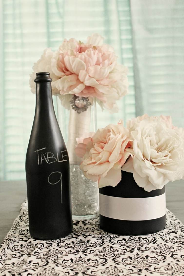 centerpiece wedding black bottle