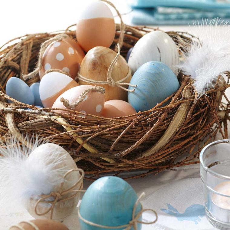 center table decoration eggs idea basket wood