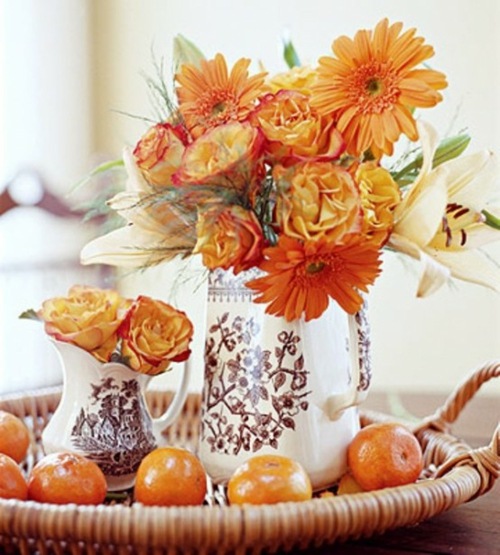 center table orange flowers