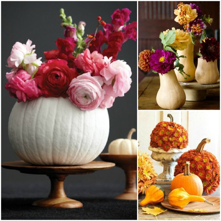 deco table halloween pumpkin flowers idea